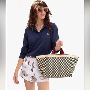 Clare V braided black and ivory leather tote